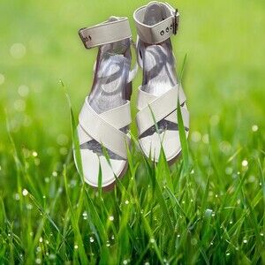 White Platform Sandals, Size 9